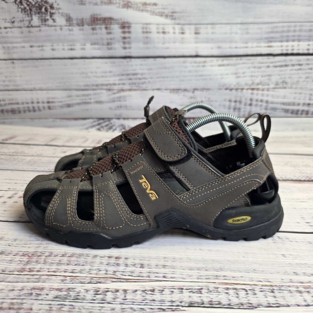 Teva Forebay Mens Hiking Sandals Brown Closed Toe Water Shoes 1001116 Size 9